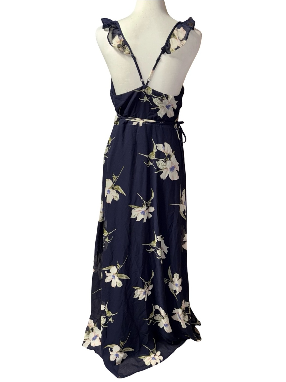 Lulus All Mine Navy Blue Floral Print High-Low Wrap Dress women’s XL - Picture 7 of 14